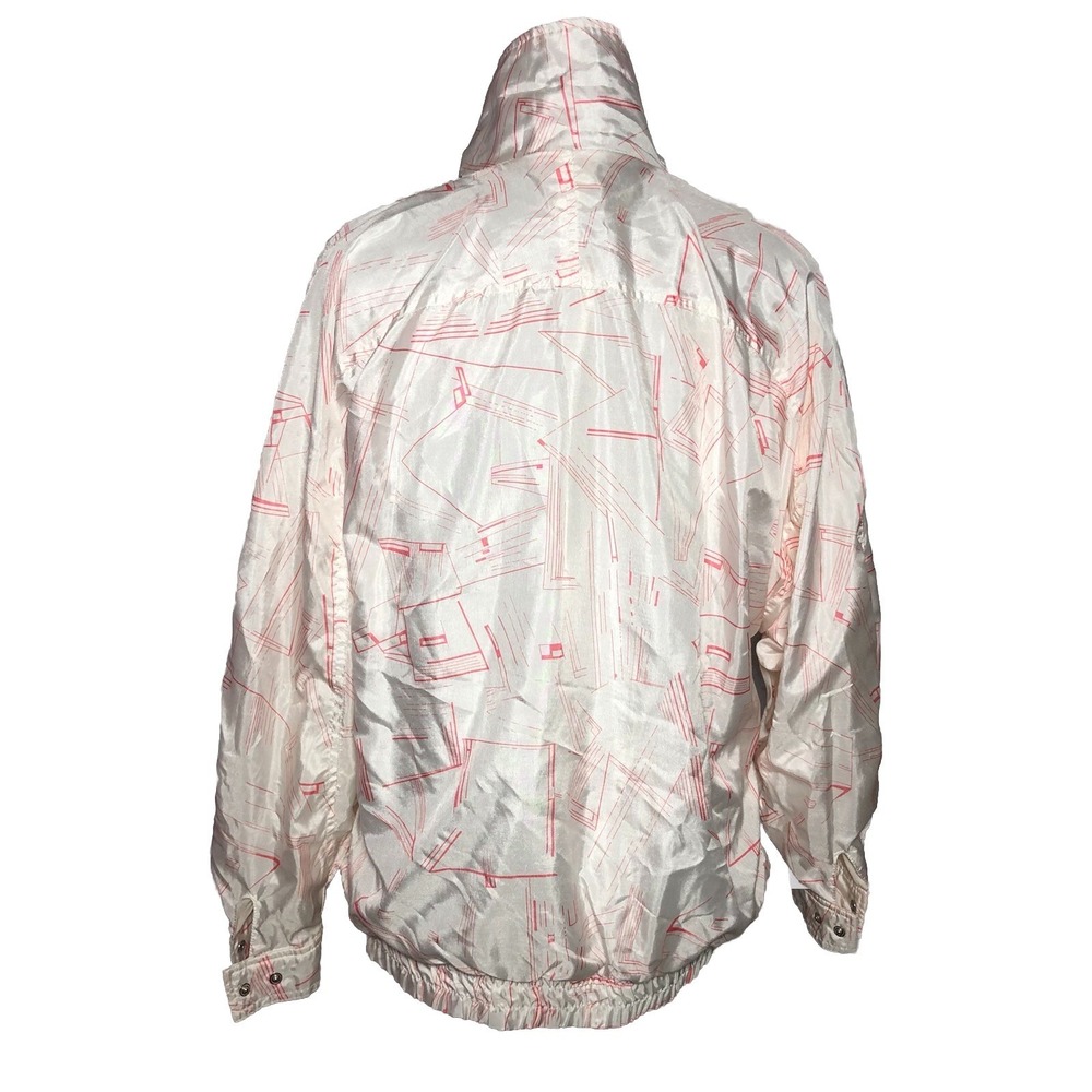Vintage 80s 90s Adidas Trefoil Women's Coral White Geometric Tracksuit Set M - Picture 7 of 16